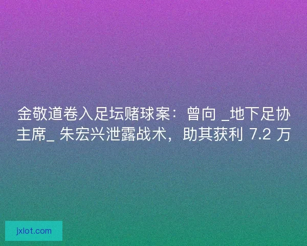 金敬道卷入足坛赌球案：曾向 _地下足协主席_ 朱宏兴泄露战术，助其获利 7.2 万